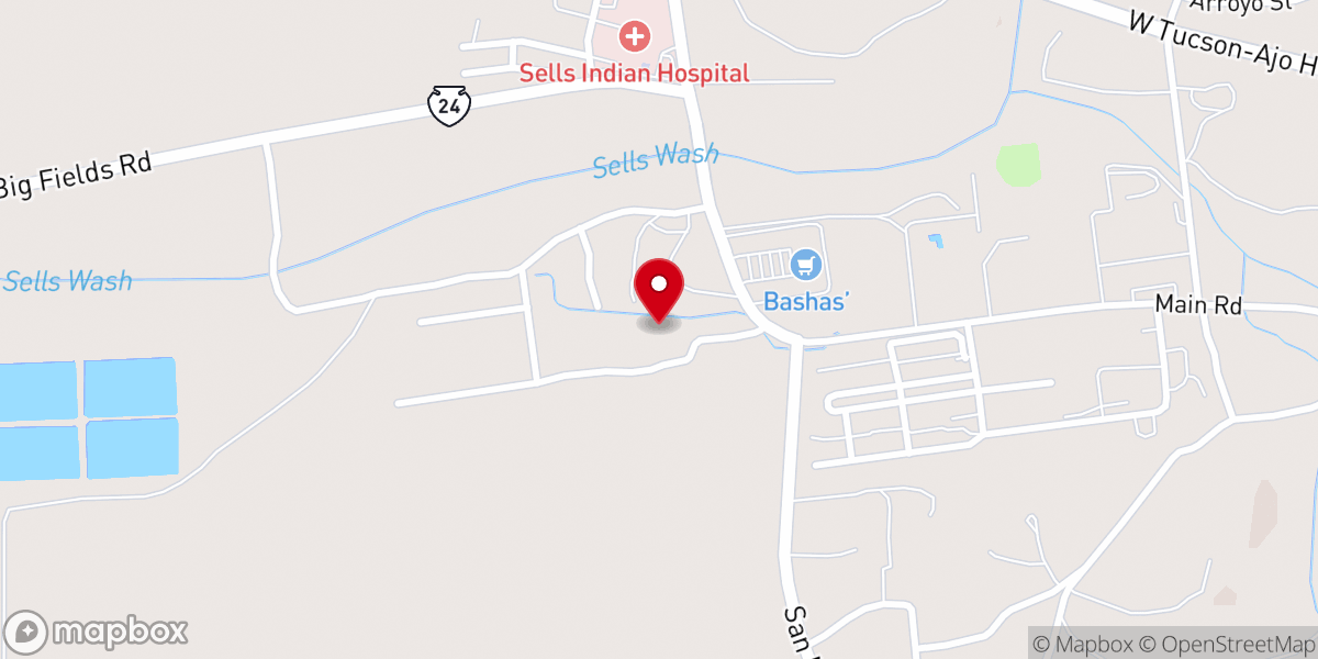 Map showing location of Sells community Baptist Church