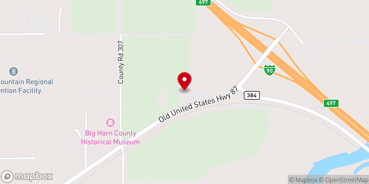 Map showing location of Big Horn County Historical Museum