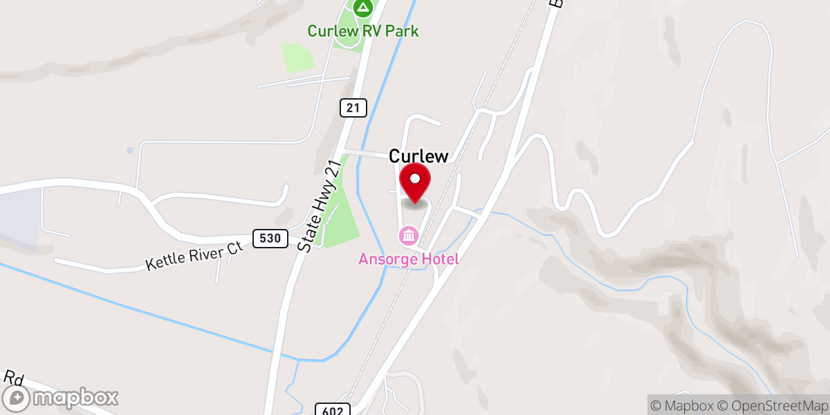 Map showing location of Curlew Community Church
