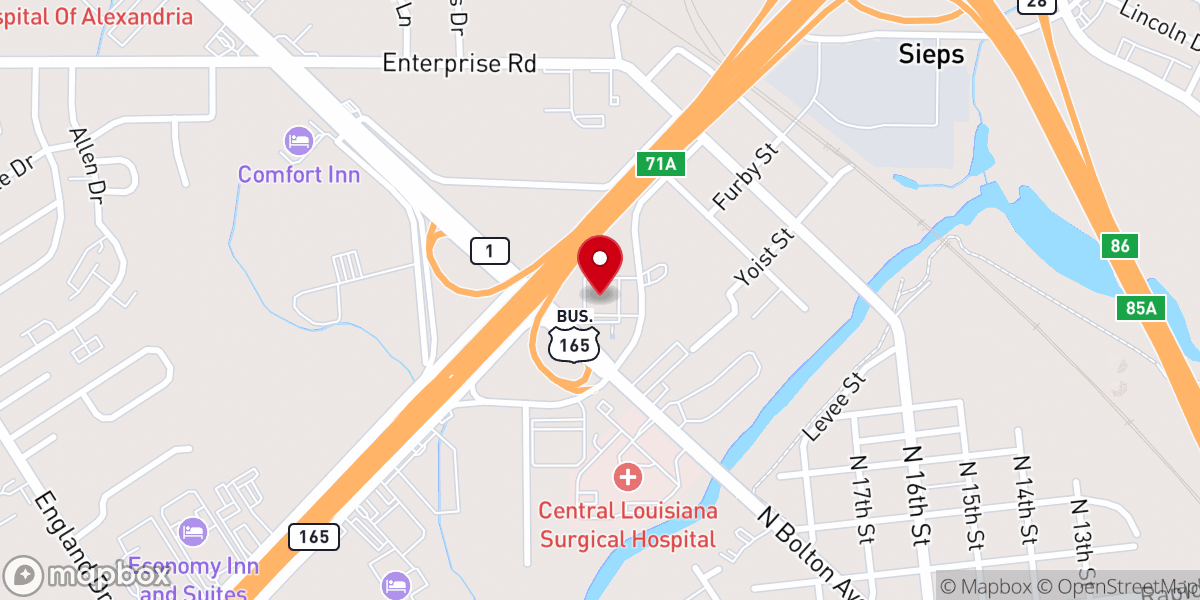Map showing location of Louisiana State Police - Troop E