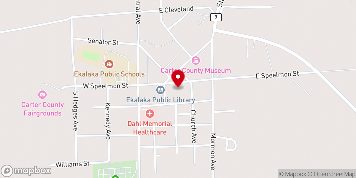 Map showing location of Ekalaka Volunteer Fire Department