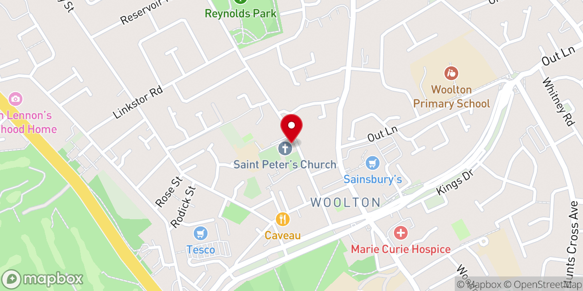 Map showing location of St Peter's Church