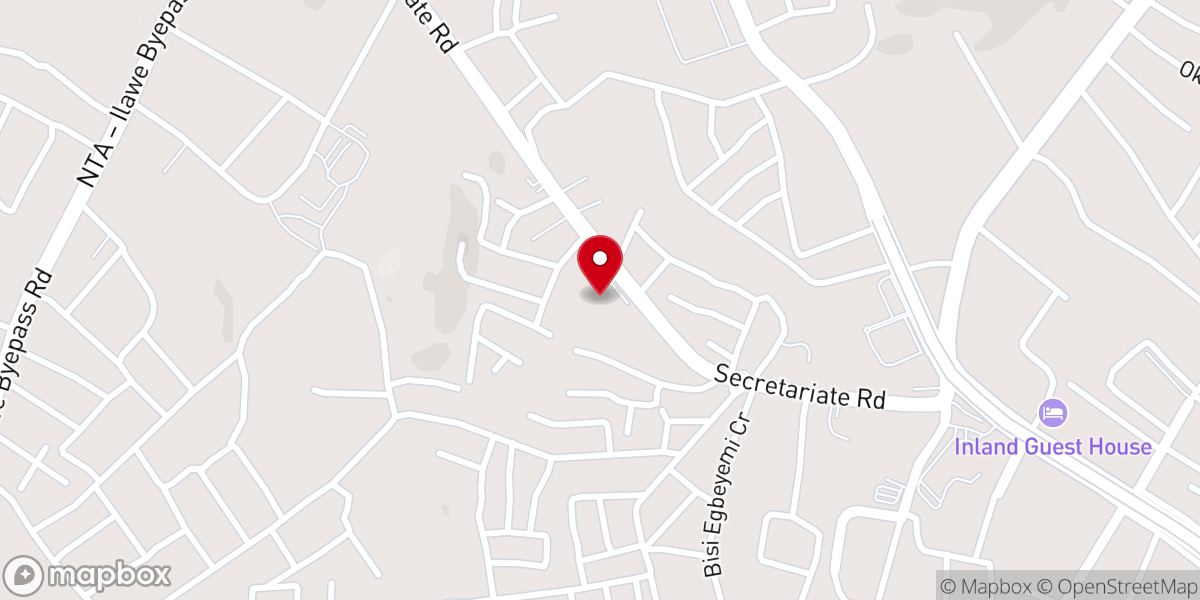 Map showing location of The Redeemed Christian Church of God, Life Fountain Cathedral, Ekiti State Region 25 Headquarters.