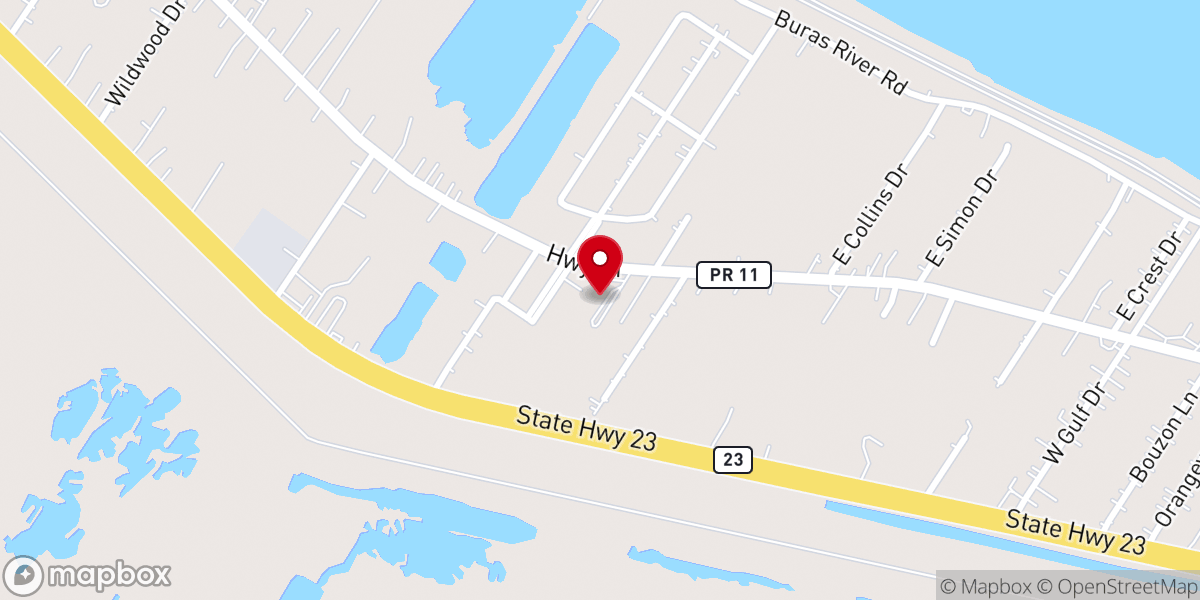 Map showing location of Buras YMCA