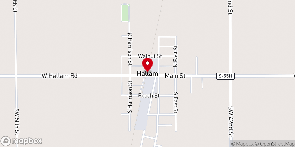 Map showing location of United Methodist Church of Hallam