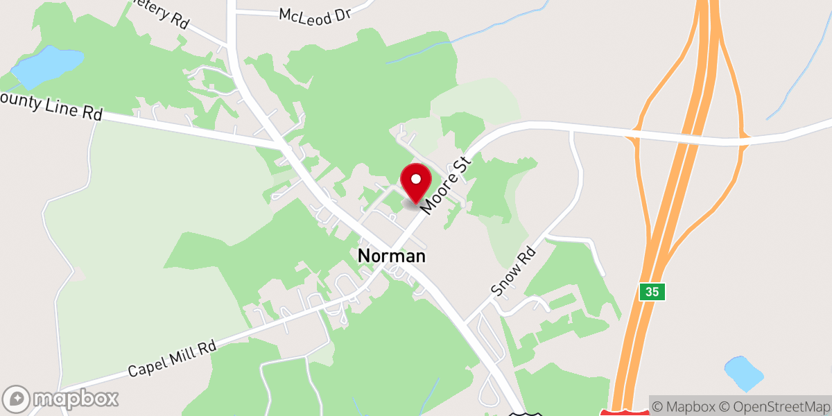Map showing location of East Moore Street Church of God of Prophecy