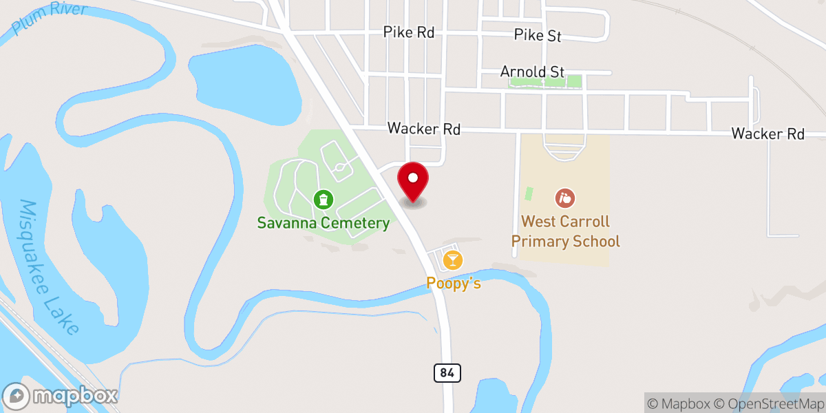 Map showing location of New Unity D & W Church