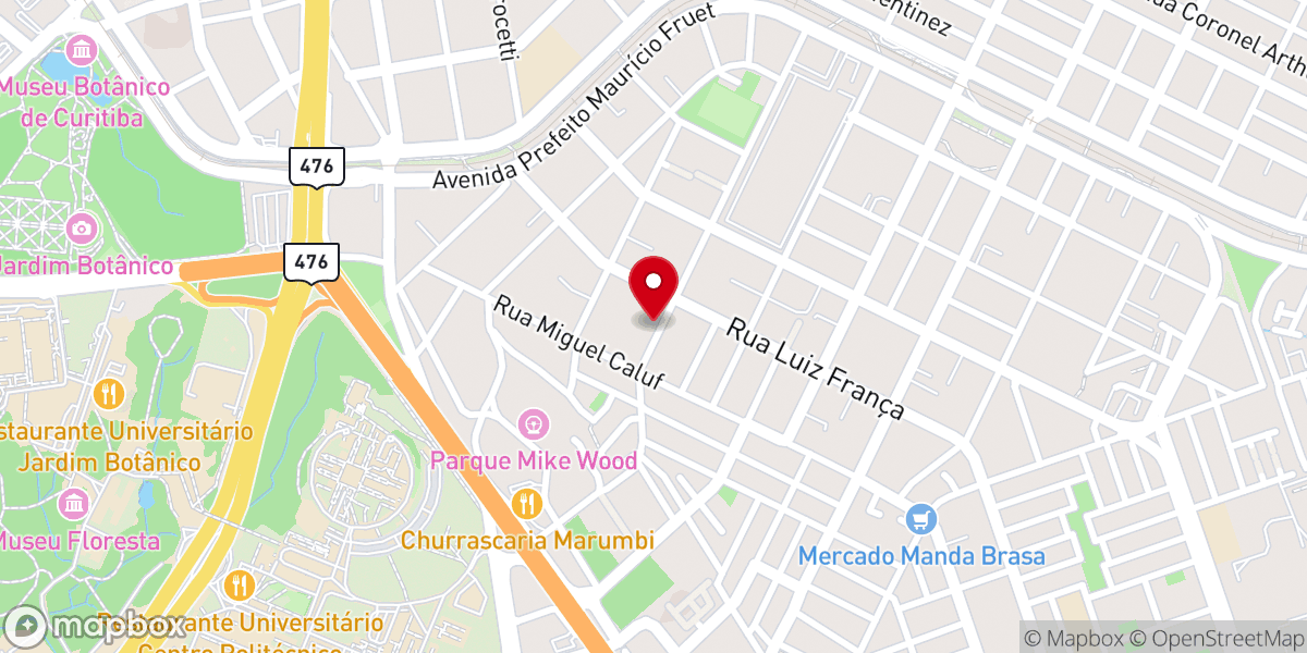 Map showing location of Tabernáculo em Curitiba