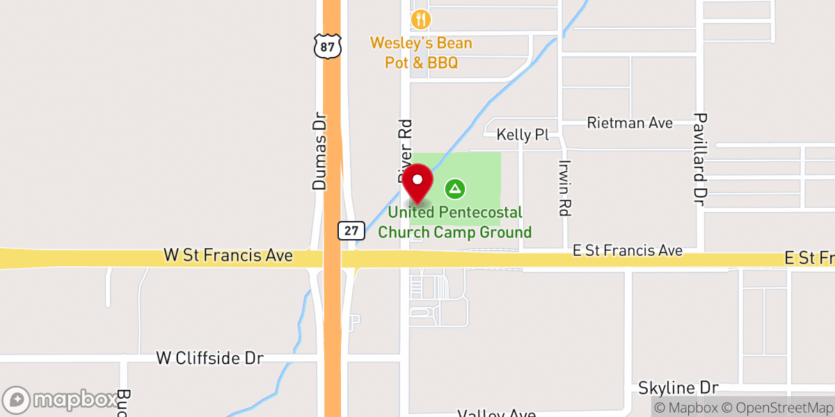 Map showing location of United Pentecostal Church Camp Ground