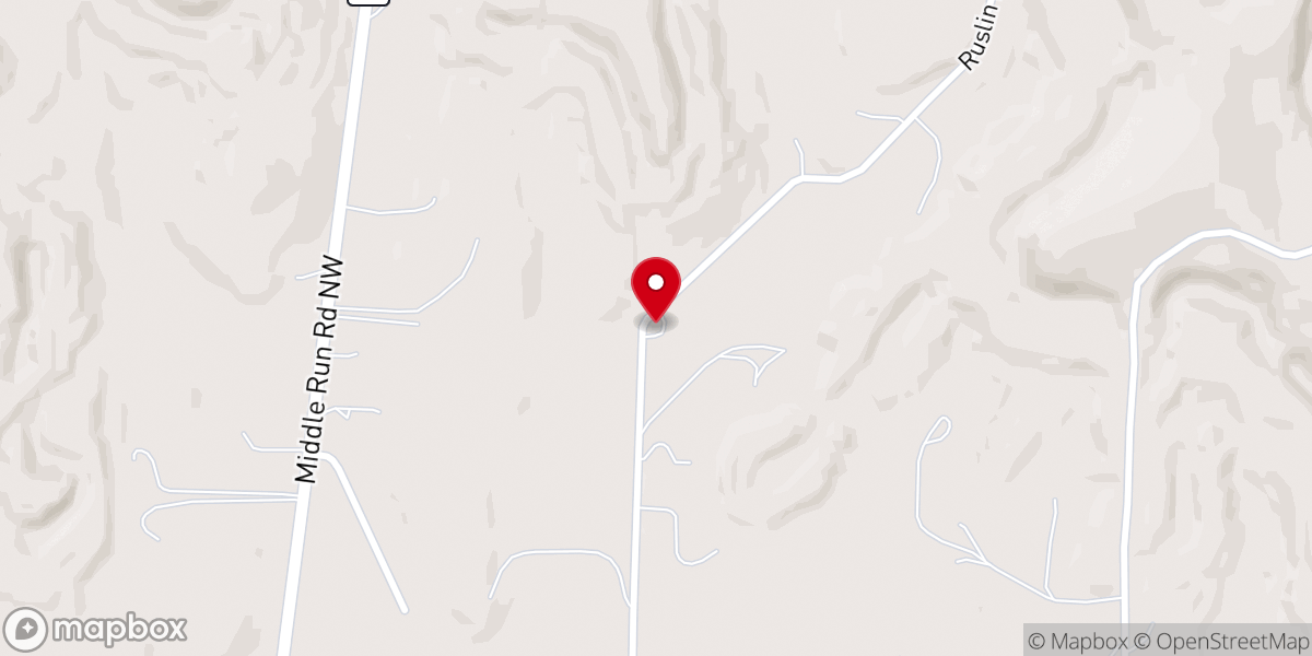 Map showing location of Ruslin Hills Church