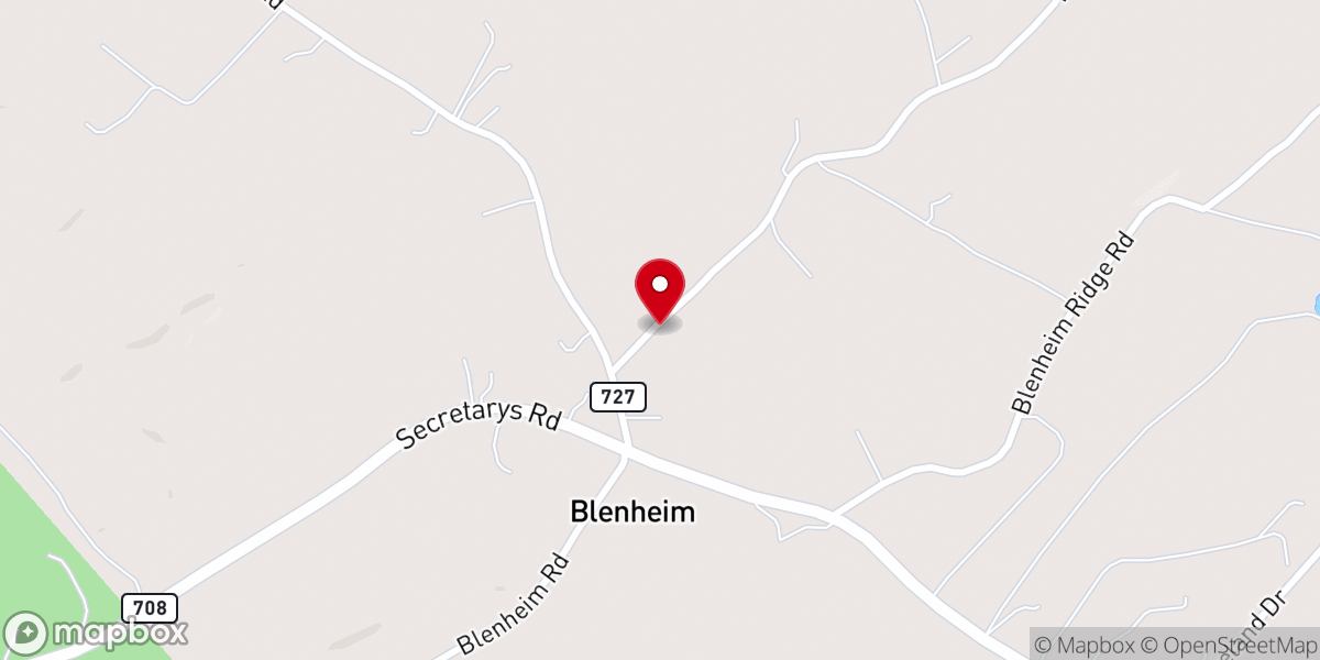 Map showing location of Middle Oak Baptist Church