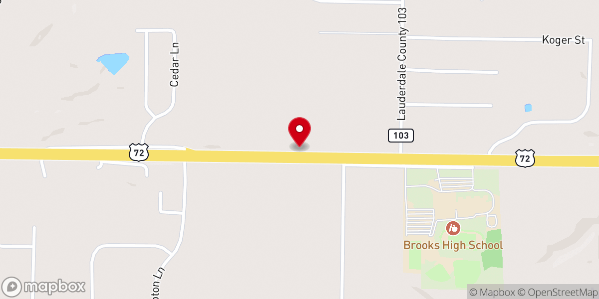 Map showing location of Brookhill Church of Christ