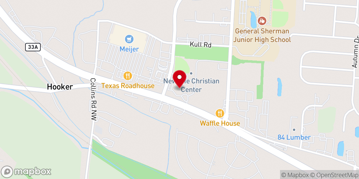 Map showing location of New Life Christian Center