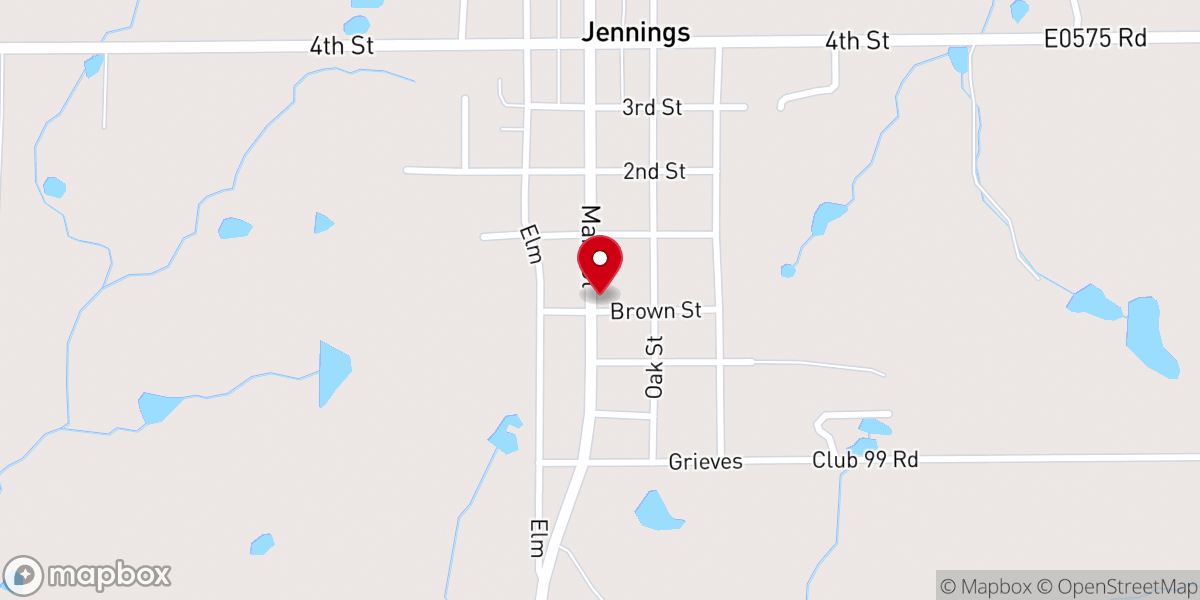 Map showing location of Jennings Assembly of God