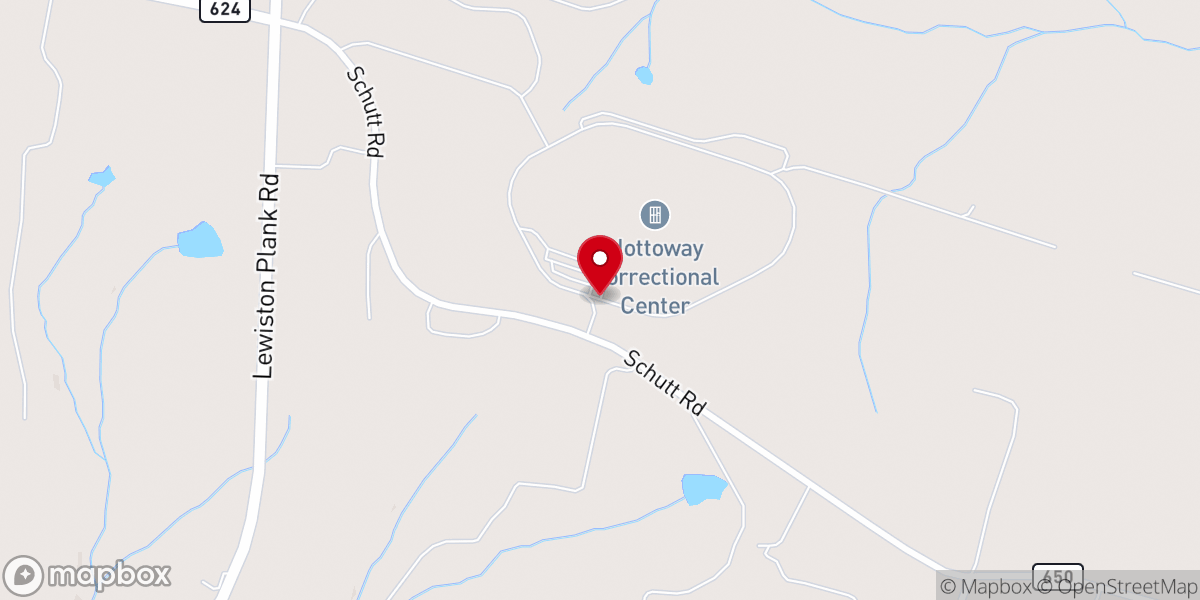 Map showing location of Nottoway Correctional Center