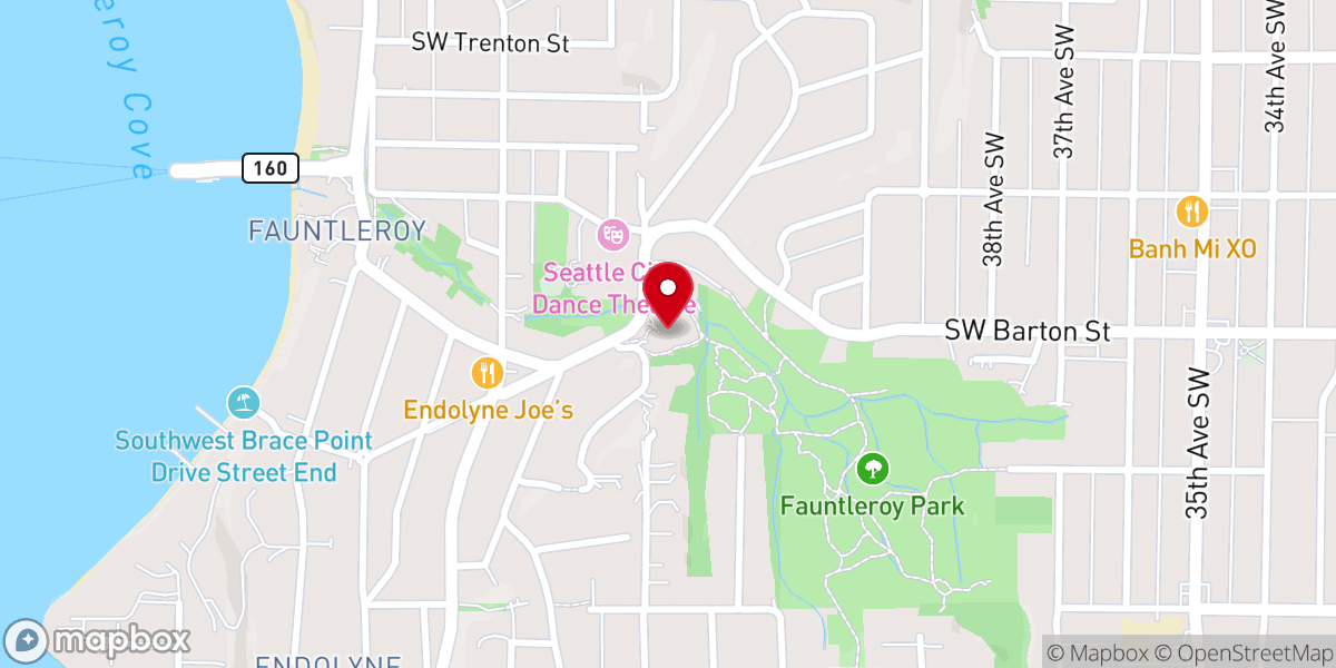 Map showing location of Fauntleroy Church