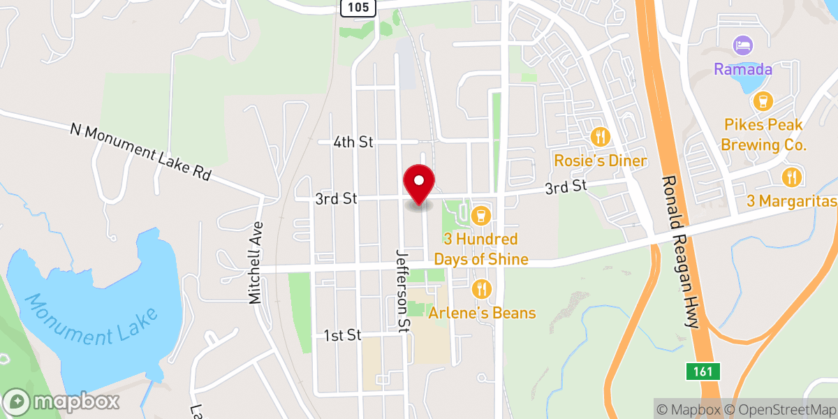 Map showing location of Monument Community Presbyterian Church