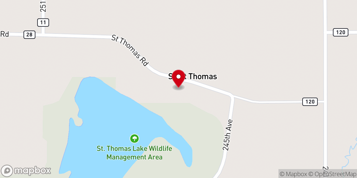 Map showing location of St. Thomas Church