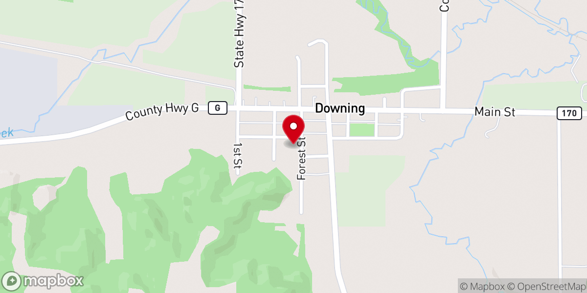 Map showing location of Downing United Methodist Church