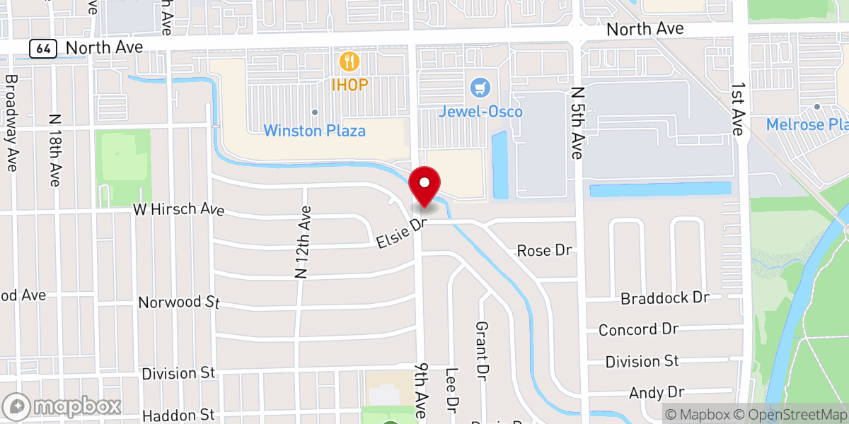 Map showing location of Melrose Park Free Methodist Church