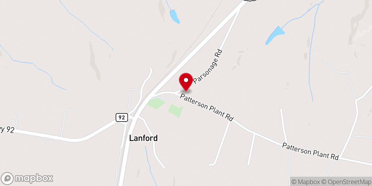 Map showing location of Lanford Baptist Church
