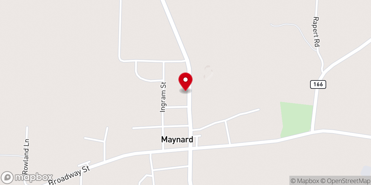 Map showing location of Maynard City Hall