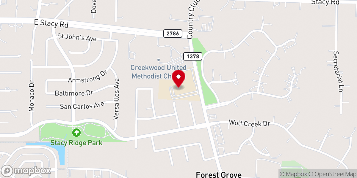 Map showing location of Cornerstone Presbyterian Church