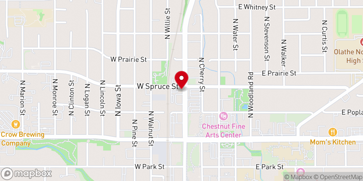 Map showing location of Second Baptist Church of Olathe