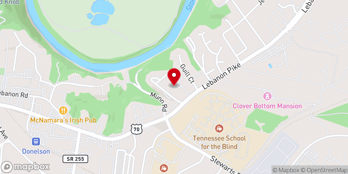 Map showing location of Donelson Cumberland Presbyterian Church