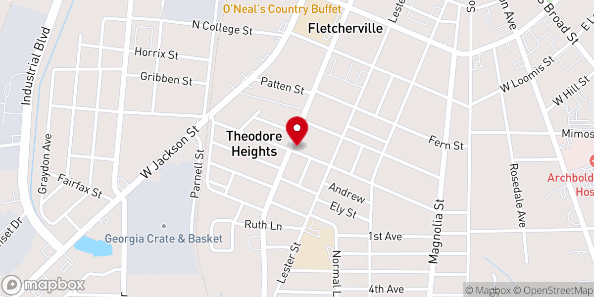 Map showing location of Mt Olive Primitive Baptist Church