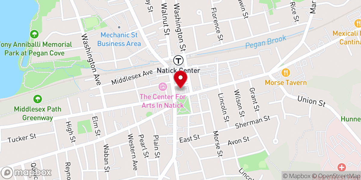 Map showing location of First Congregational Church of Natick