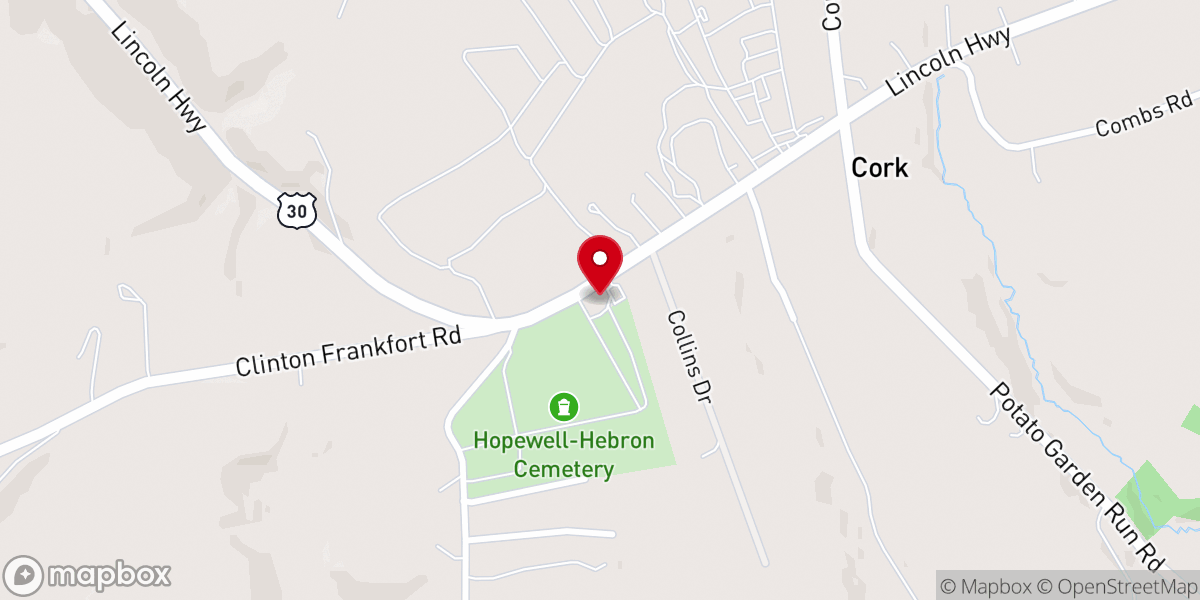 Map showing location of Hebron Presbyterian Church