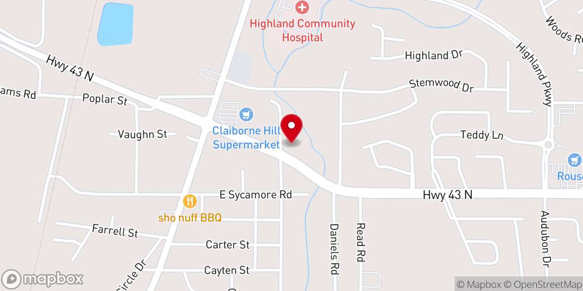 Map showing location of Christian Life Assembly of God