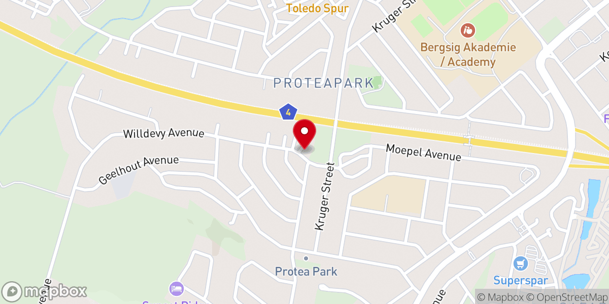 Map showing location of Rustenburg Baptiste Kerk