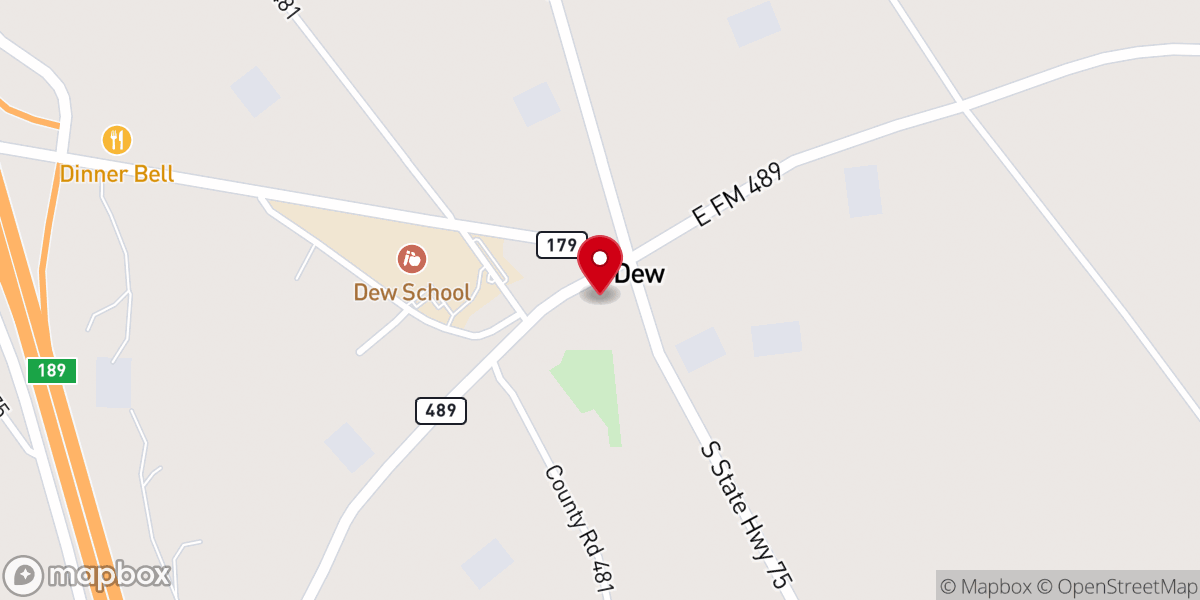 Map showing location of Dew Methodist Church
