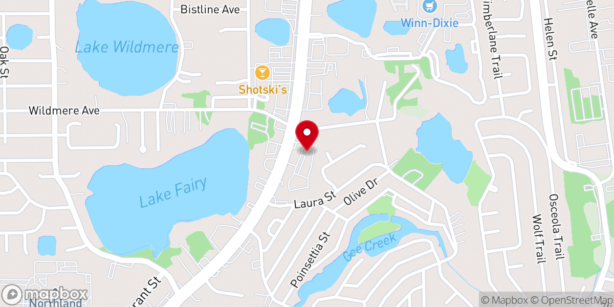 Map showing location of RCCG House of Praise Orlando, FL