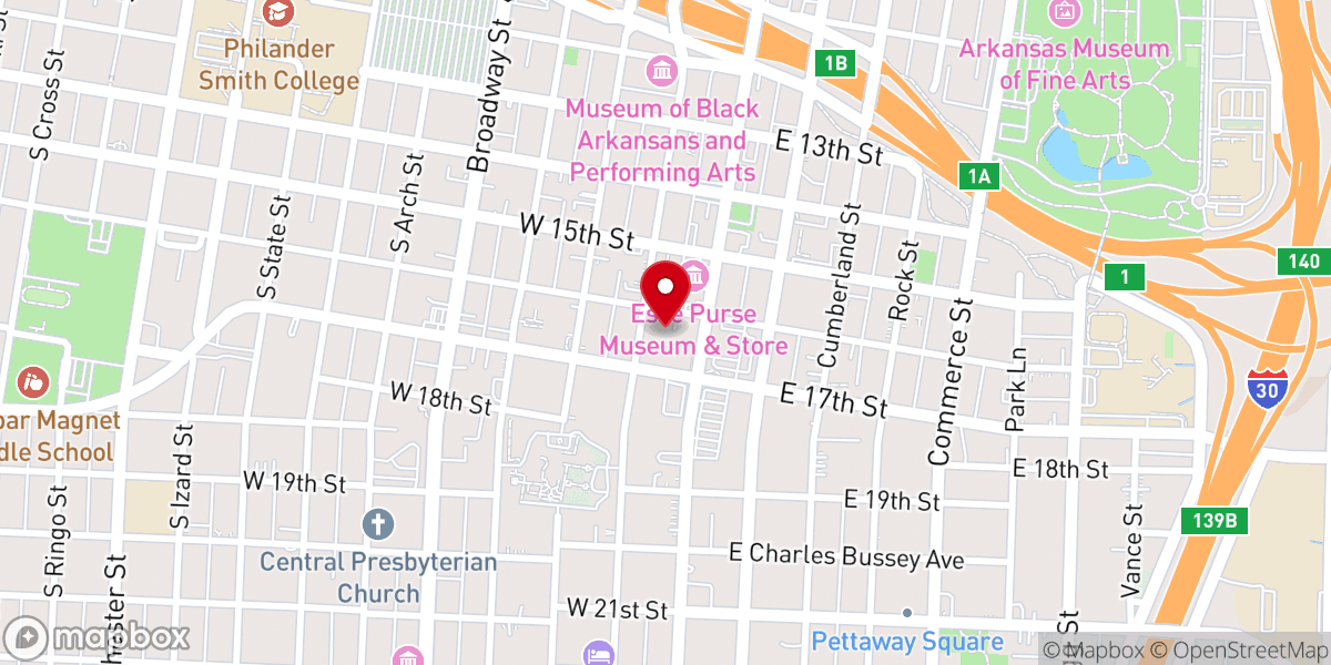 Map showing location of Quapaw Quarter United Methodist Church
