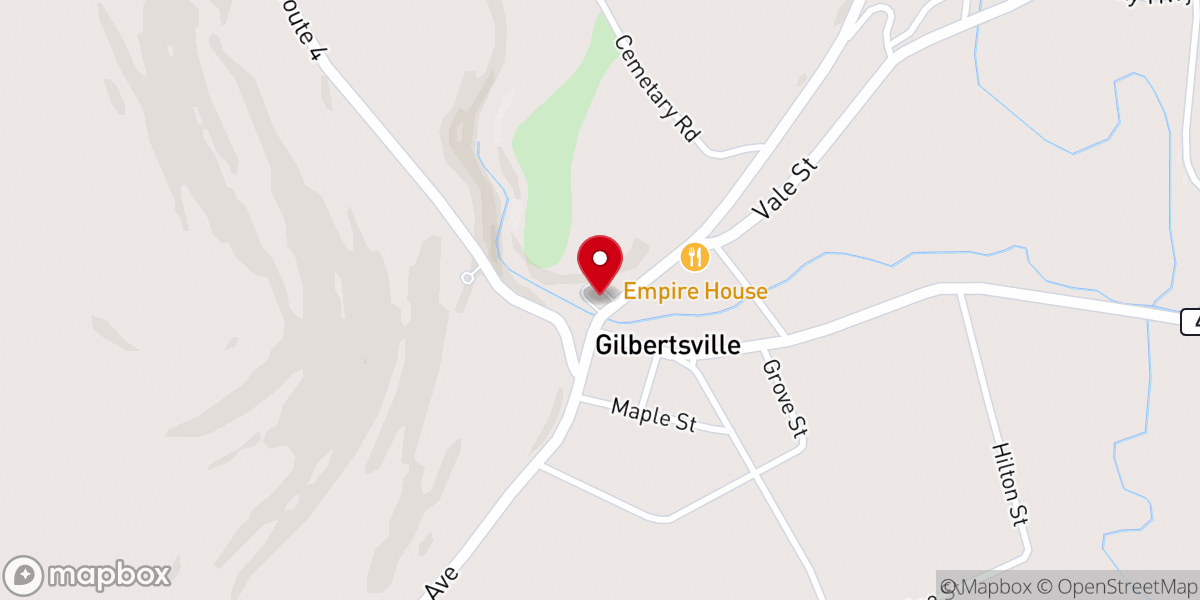 Map showing location of First Presbyterian Church of Gilbertsvlle