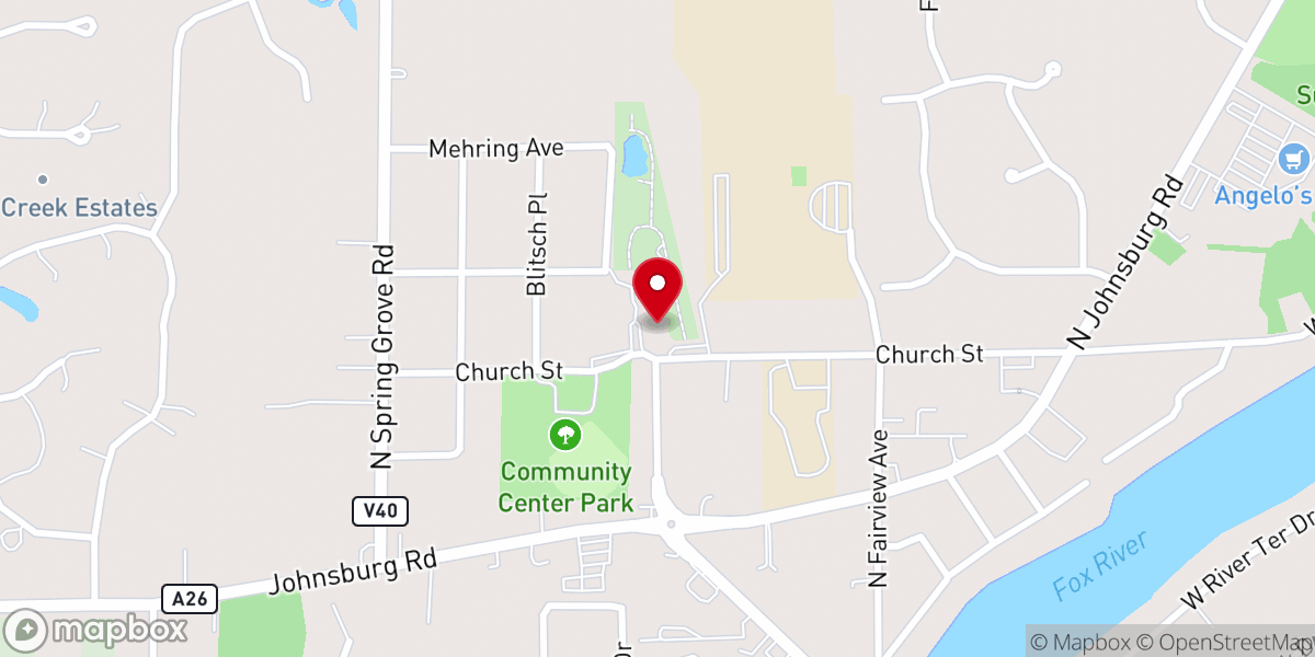 Map showing location of St. John the Baptist Catholic Church