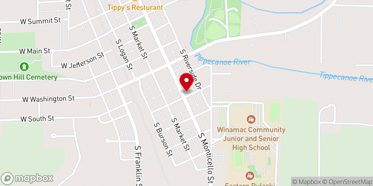 Map showing location of Winamac Corner Delli