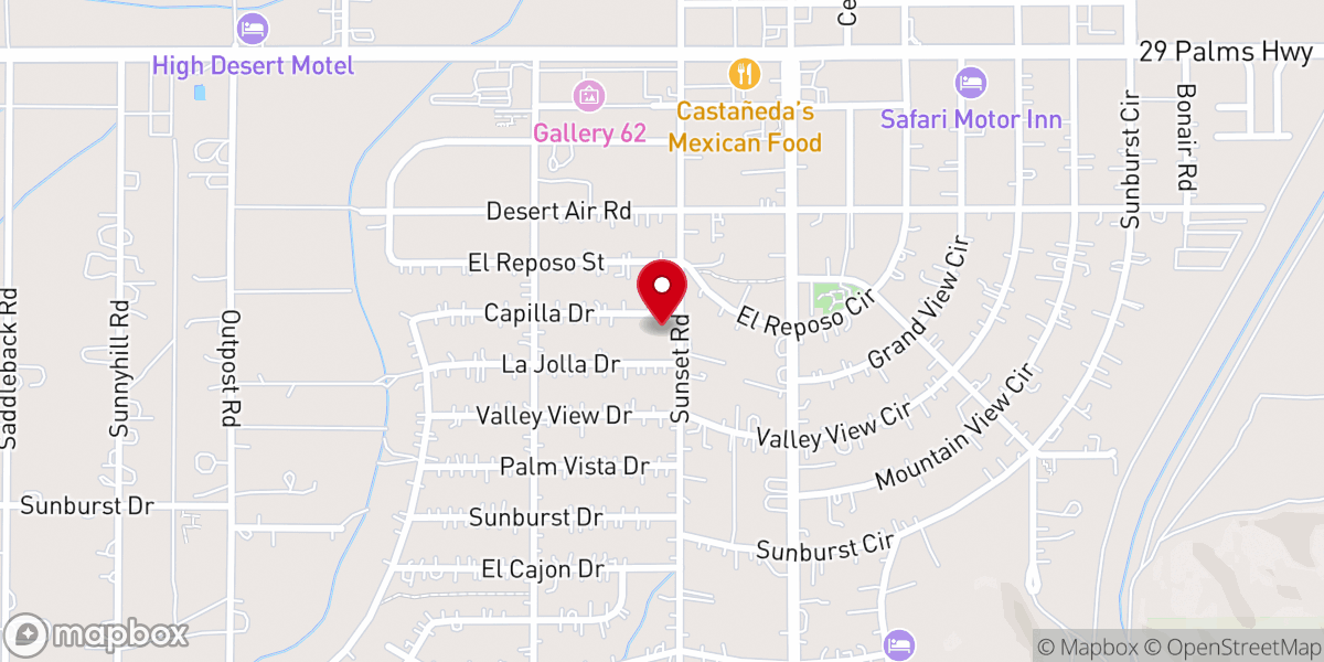 Map showing location of First Baptist Church, Joshua Tree, Ca