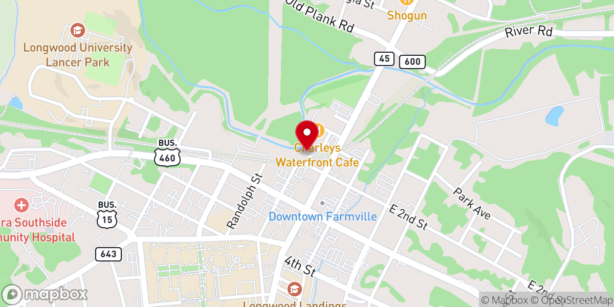 Map showing location of The Farmville Mill