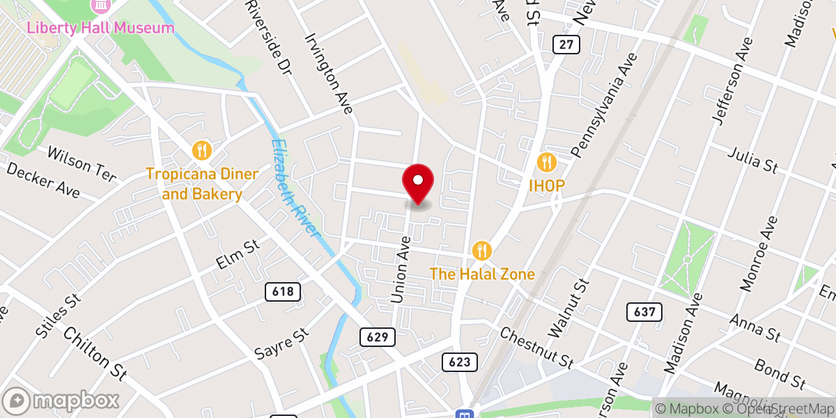 Map showing location of Immaculate Conception Church Elizabeth, NJ