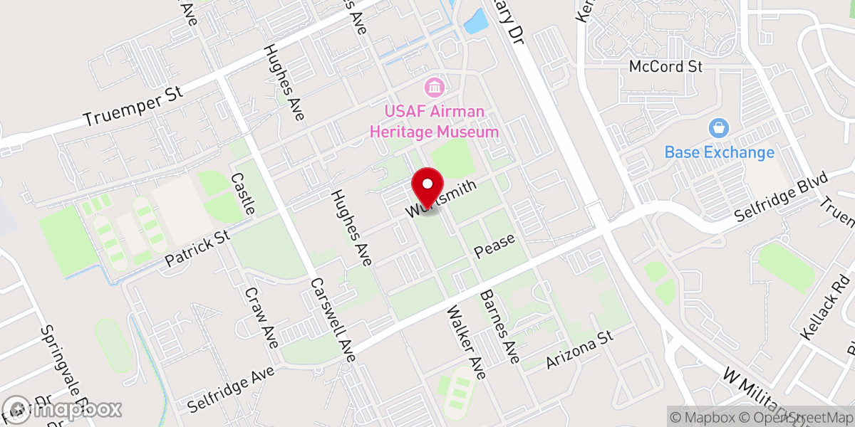 Map showing location of Airmen Memorial Chapel