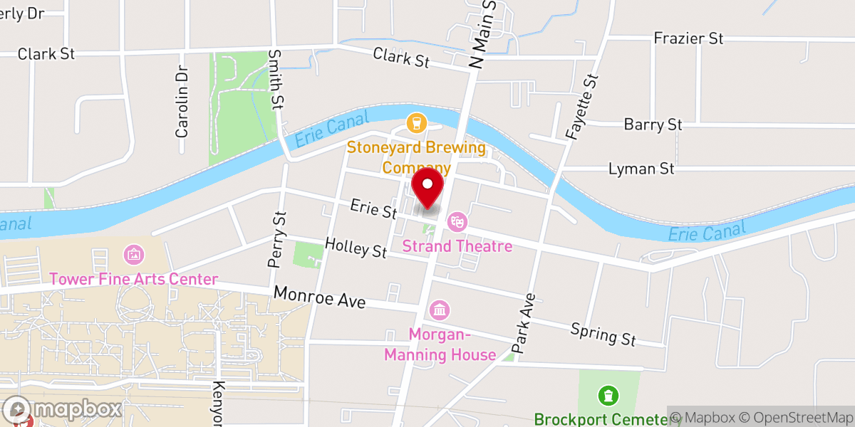 Map showing location of Brockport United Methodist Church