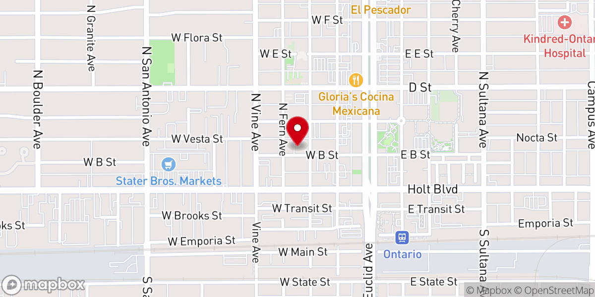 Map showing location of Ontario Spanish Seventh-day Adventist Church