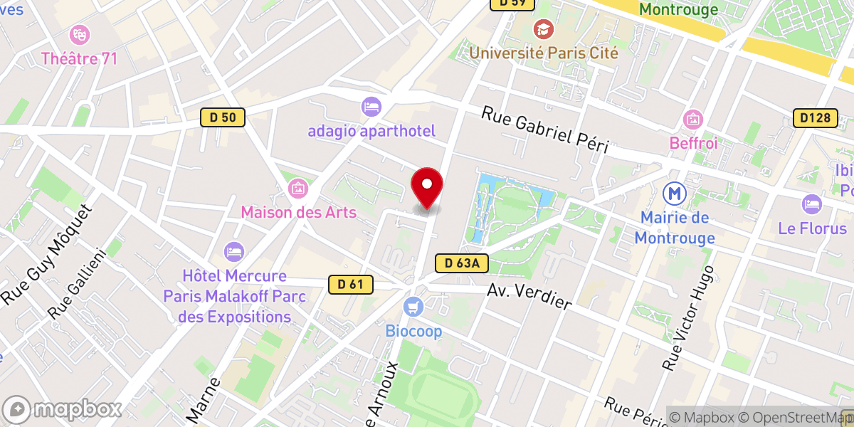 Map showing location of Eglise protestante unie de Montrouge