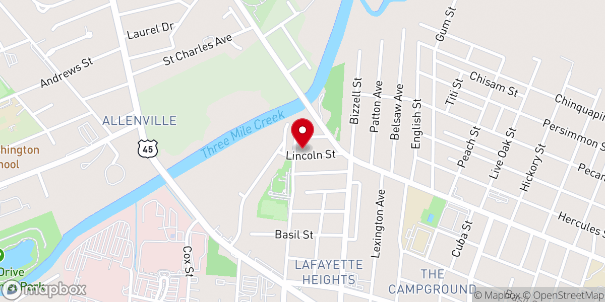 Map showing location of Sunlight Baptist Church