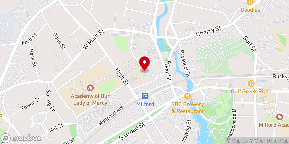 Map showing location of Christ Presbyterian Church, Milford