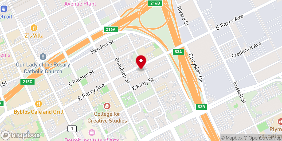 Map showing location of Third Baptist Church Of Detroit